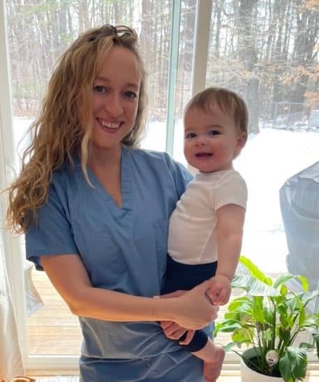 Great Bay Community graduate and career nurse Jessi Pitt with her son.